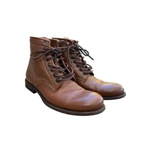 Frye Tyler Mens Cognac Leather Lace‎ Up Dress Boots Brown, Size 9